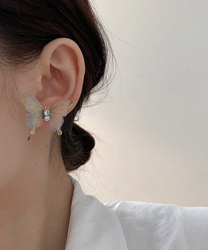 Pendientes de mariposa de tul con circonita acrílica de cobre azul Vogue