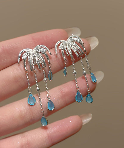 Vogue Blue Copper Alloy Water Drop Fireworks Drop Earrings
