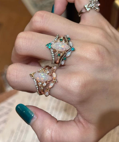 Vogue Gold Alloy Zircon Rings Two-Piece Set