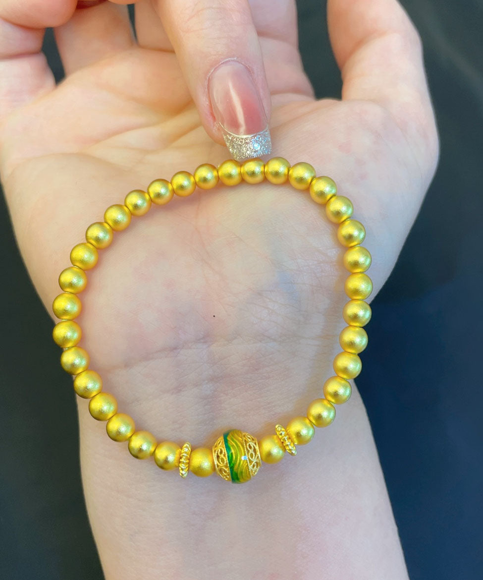 Vogue Gold – Antikes Gold-Emaille-Perlen-Kettenarmband