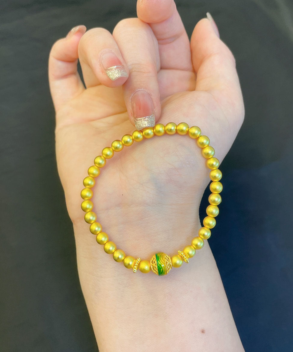 Vogue Gold – Antikes Gold-Emaille-Perlen-Kettenarmband