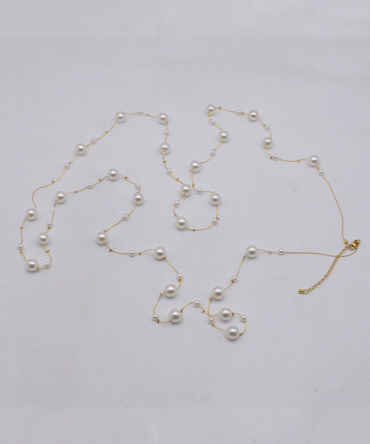 Vogue Gold Copper Overgild Pearl Beading Tassel Gratuated Bead Necklace