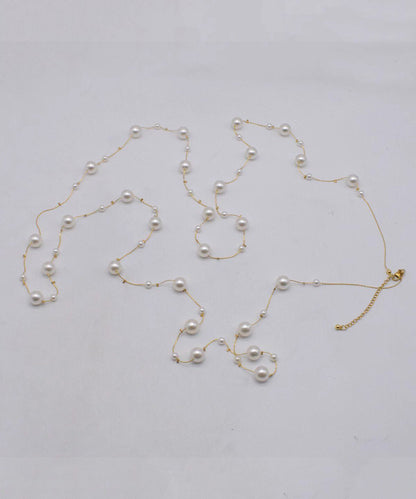 Vogue Gold Copper Overgild Pearl Beading Tassel Gratuated Bead Necklace