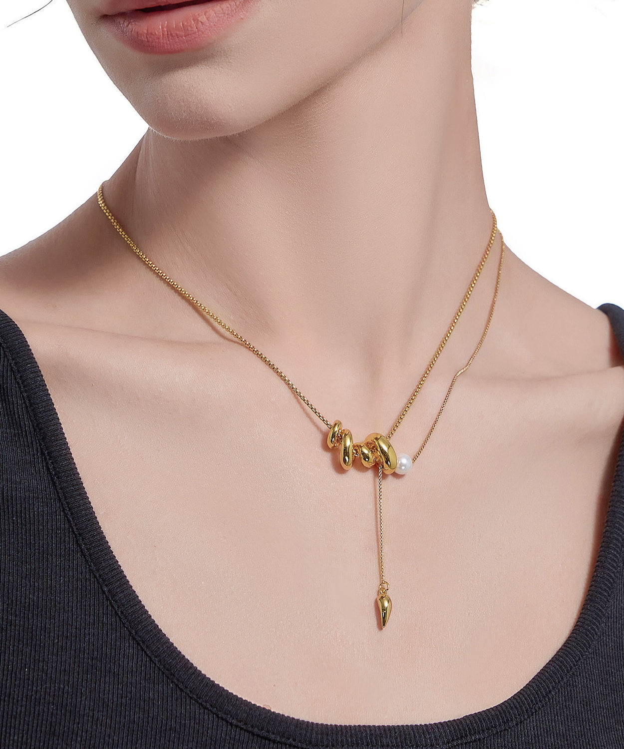 Vogue Gold Copper Overgild Pearl Pendant Necklace