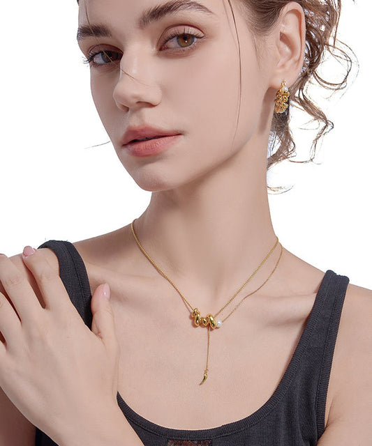 Vogue Gold Copper Overgild Pearl Pendant Necklace