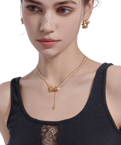 Vogue Gold Copper Overgild Pearl Pendant Necklace