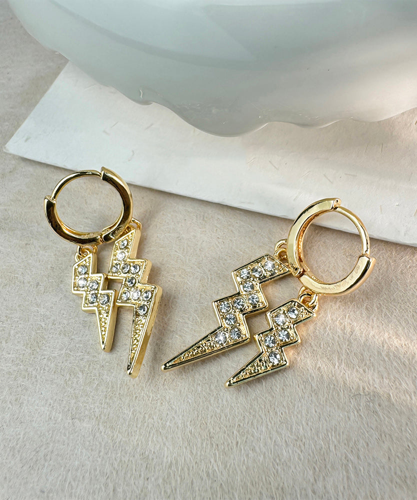 Pendientes de aro con relámpagos de circonitas doradas y cobre de Vogue