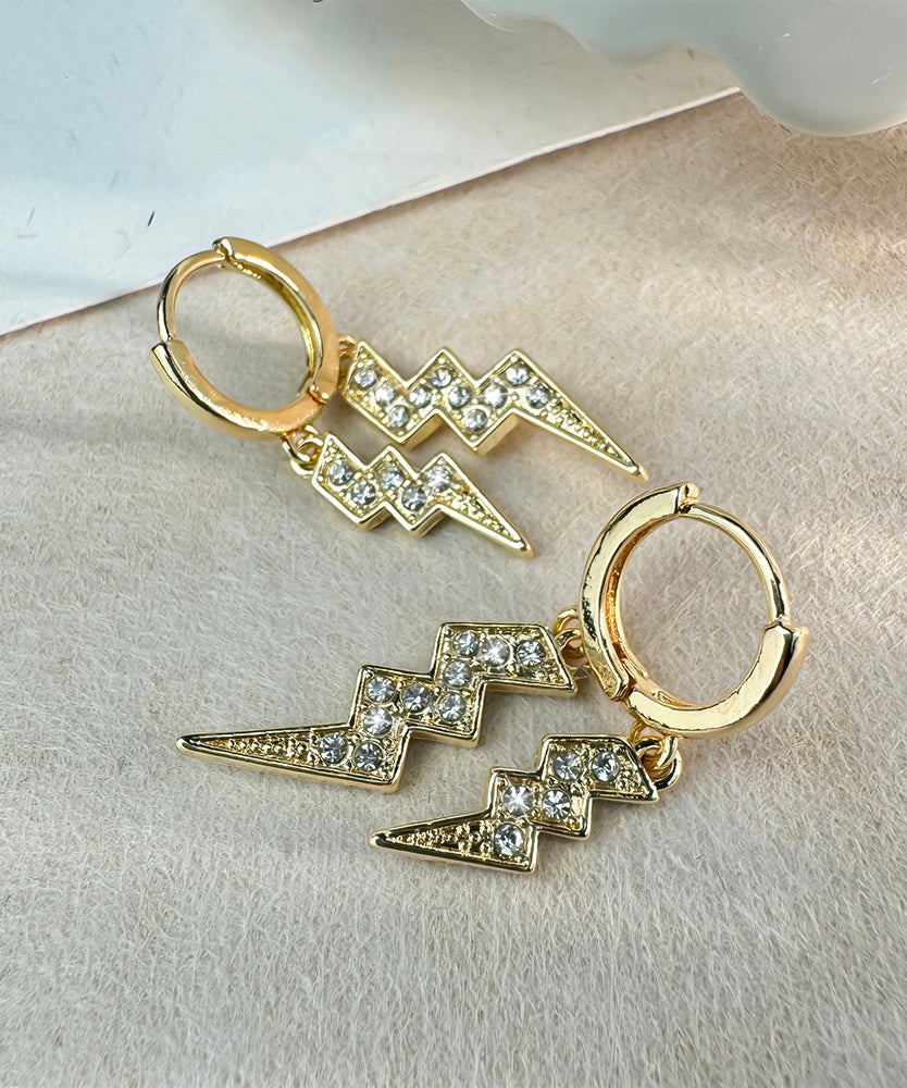 Pendientes de aro con relámpagos de circonitas doradas y cobre de Vogue