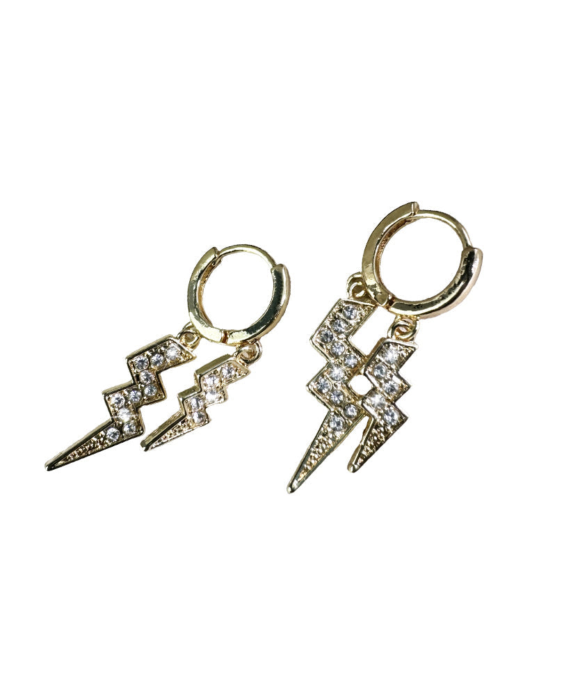 Pendientes de aro con relámpagos de circonitas doradas y cobre de Vogue