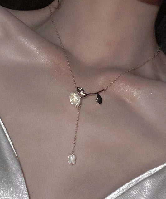 Vogue Gold Sterling Silber Rose Blume Lasso Halskette