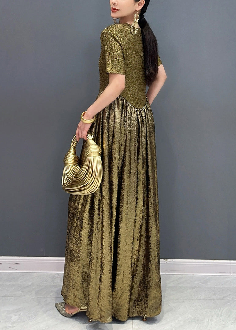 Vogue Gold V-Ausschnitt Pailletten Lange Kleider Sommer