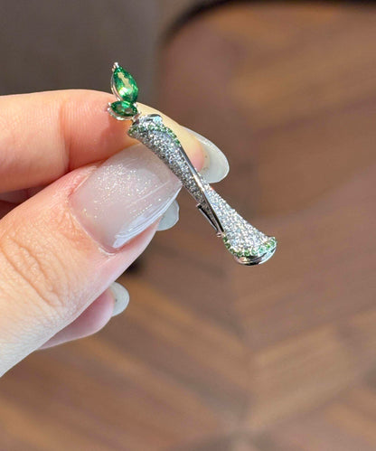 Vogue Green Alloy Zircon Dracaena Sanderiana Brooches