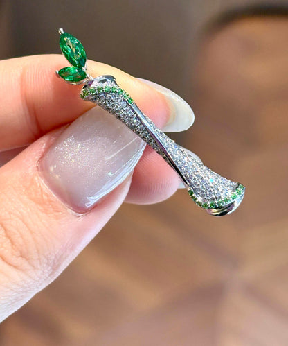 Vogue Green Alloy Zircon Dracaena Sanderiana Brooches