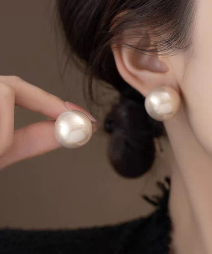 Vogue Red Copper Overgild Pearl Stud Earrings
