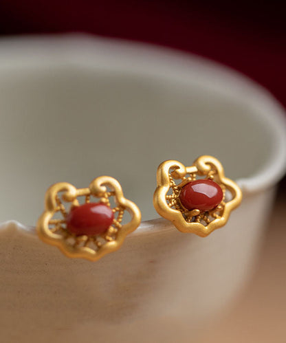 Pendientes Vogue de ágata dorada en plata de ley roja