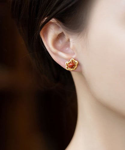 Pendientes Vogue de ágata dorada en plata de ley roja