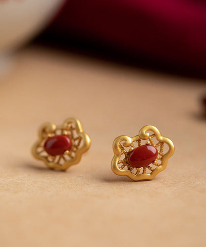 Pendientes Vogue de ágata dorada en plata de ley roja