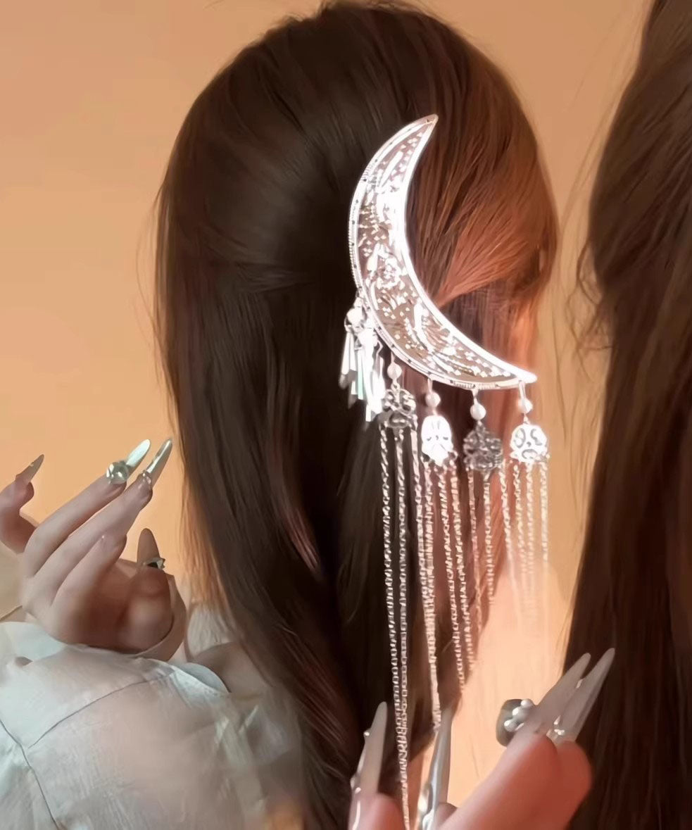 Vogue Haarnadel mit Halbmondquaste aus Seidenlegierung