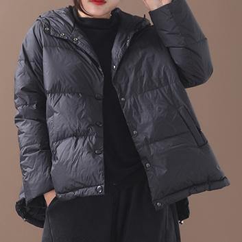 Warm black duck down coat plus size snow jackets hooded thick women overcoat - SooLinen