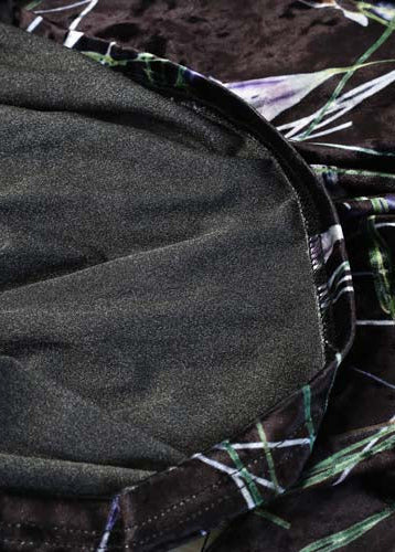 Warme, schwarz-violett bedruckte Seidencordkleider, übergroße Winterkleider, elegantes langes Kleid mit Rundhalsausschnitt