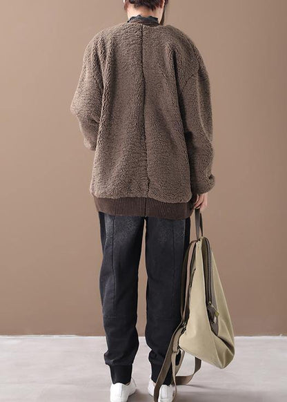 Warm chocolate women parkas plus size winter winter coats v neck jacket - SooLinen