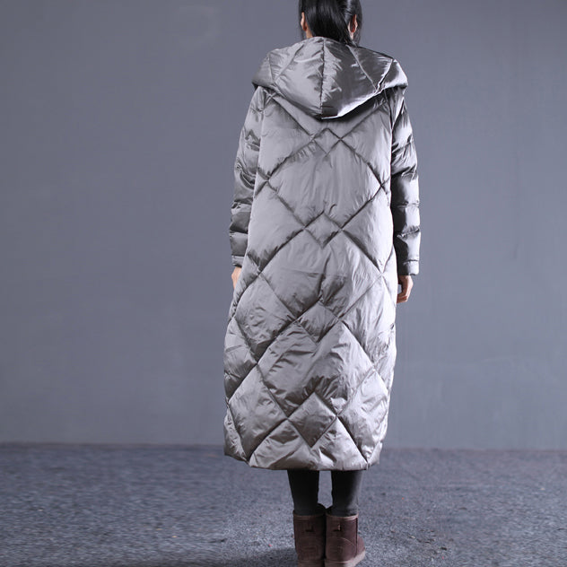 Warme graue Herbst-Outfits Locker sitzender Baumwollmantel mit Kapuze Neue Winter-Oberbekleidung mit Reißverschluss