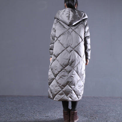 Warme graue Herbst-Outfits Locker sitzender Baumwollmantel mit Kapuze Neue Winter-Oberbekleidung mit Reißverschluss