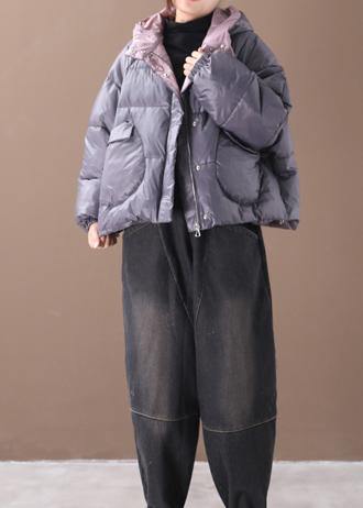 Warm gray Parkas plus size warm winter hooded thick coat - SooLinen