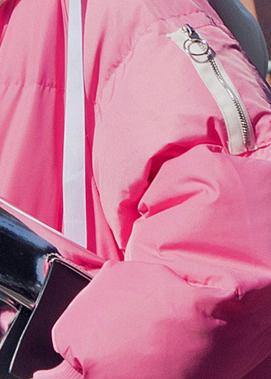 Warm pink down coat winter Loose fitting down jacket hooded drawstring fine coats - SooLinen