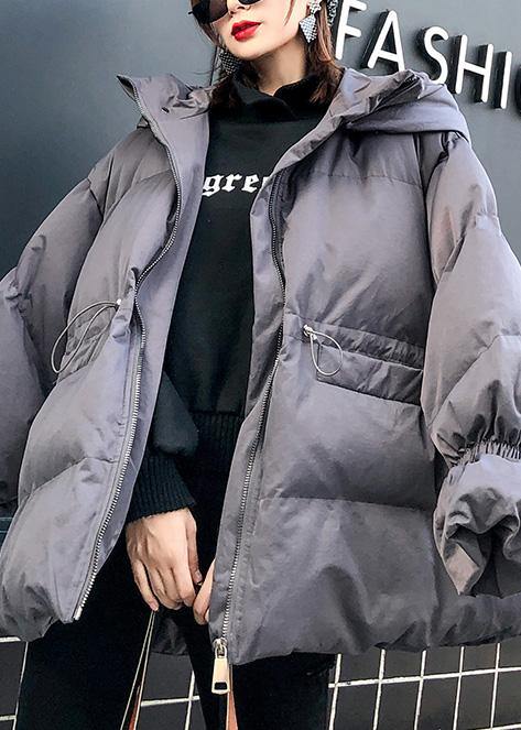 Warm plus size clothing Jackets & Coats winter coats gray hooded winter outwear - SooLinen
