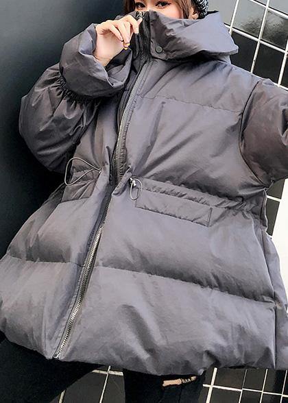 Warm plus size clothing Jackets & Coats winter coats gray hooded winter outwear - SooLinen