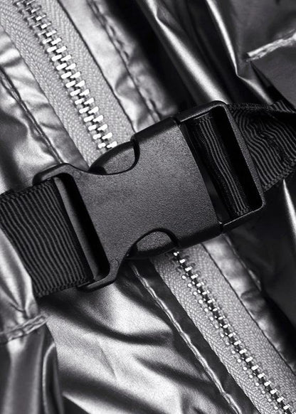 Warm plus size warm winter coat hooded coats gray drawstring outwear - SooLinen