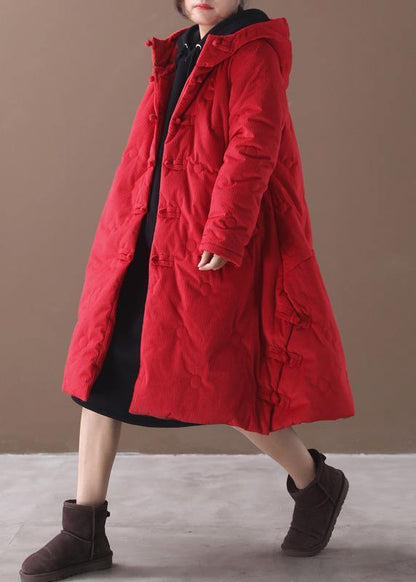 Warm red winter outwear plus size clothing snow jackets winter hooded coats - SooLinen