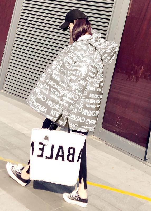 Warm silver Letter warm winter coat plus size down jacket hooded pockets New coats - SooLinen