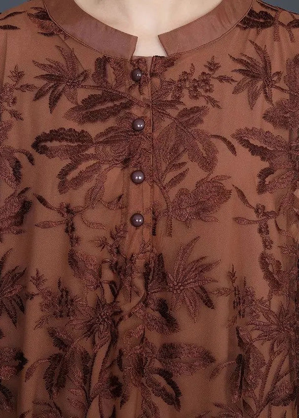 Italienisches schwarzes Jacquard-Spitzenkleid, lässiges Maxikleid für den Frühling