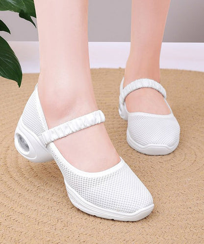 White Chunky Breathable Mesh Sport Shoes Buckle Strap