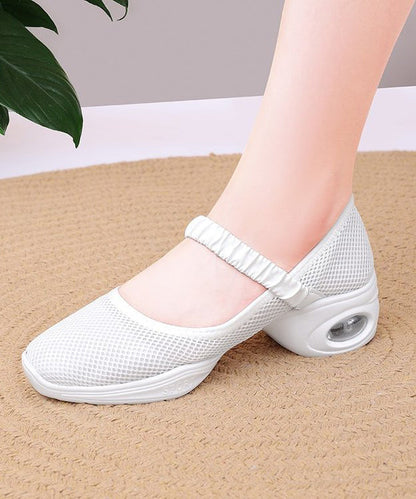 White Chunky Breathable Mesh Sport Shoes Buckle Strap