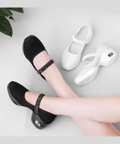 White Chunky Breathable Mesh Sport Shoes Buckle Strap