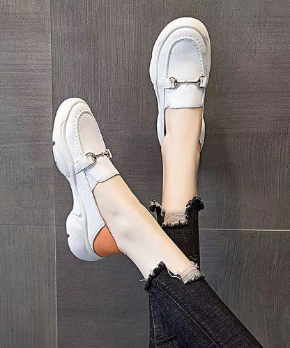 Weiße Kunstleder Casual Bequeme Splicing Penny Loafers Damen
