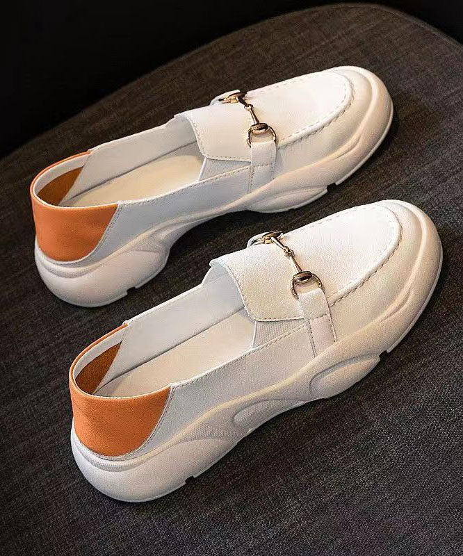 Weiße Kunstleder Casual Bequeme Splicing Penny Loafers Damen