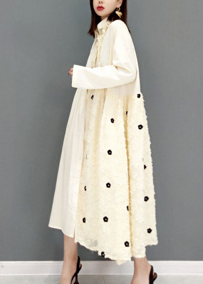 Weiße Maxikleider Peter Pan Kragen Rüschen Frühling