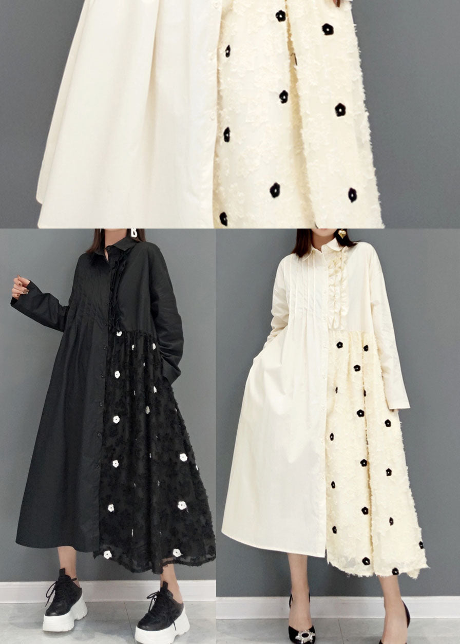 Weiße Maxikleider Peter Pan Kragen Rüschen Frühling