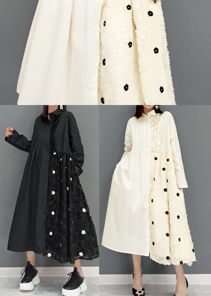 Weiße Maxikleider Peter Pan Kragen Rüschen Frühling