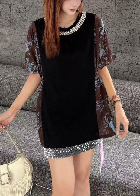 White Patchwork Cotton Tanks Oversized Zircon Summer