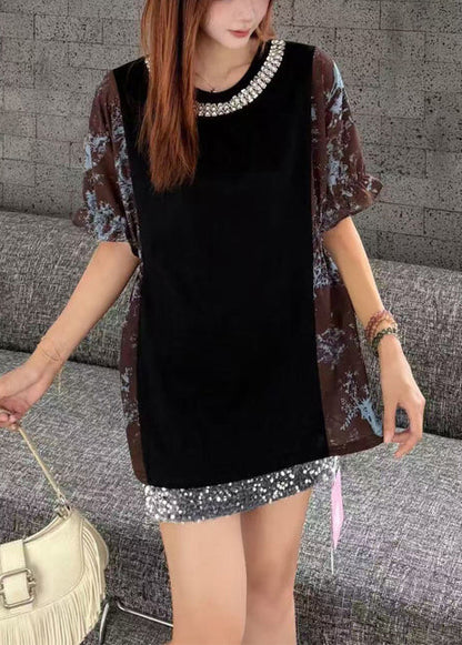 White Patchwork Cotton Tanks Oversized Zircon Summer