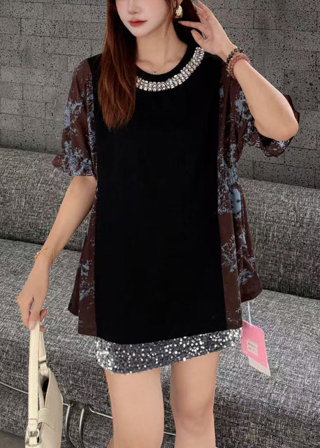 White Patchwork Cotton Tanks Oversized Zircon Summer