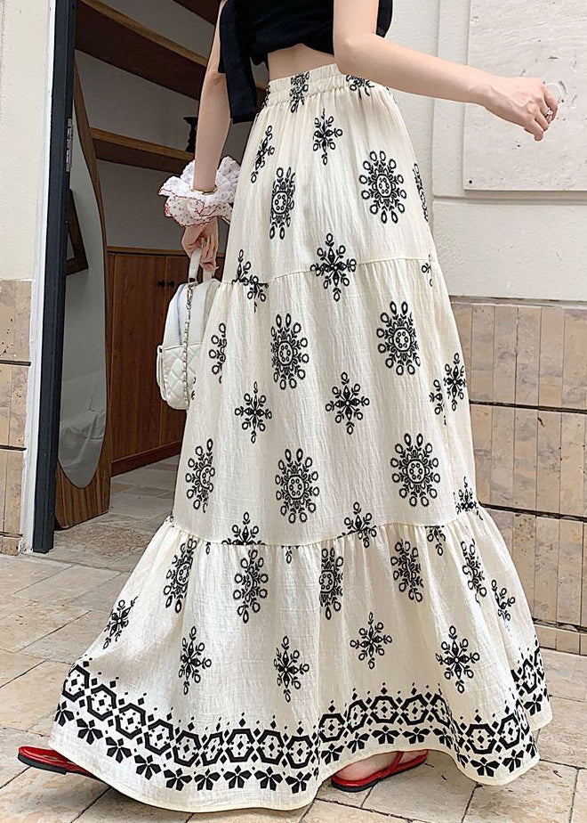 Weiße Maxiröcke mit Patchwork-Muster und elastischem Bund