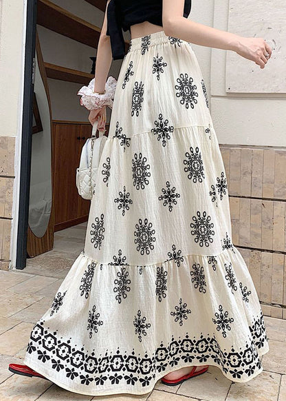 Weiße Maxiröcke mit Patchwork-Muster und elastischem Bund