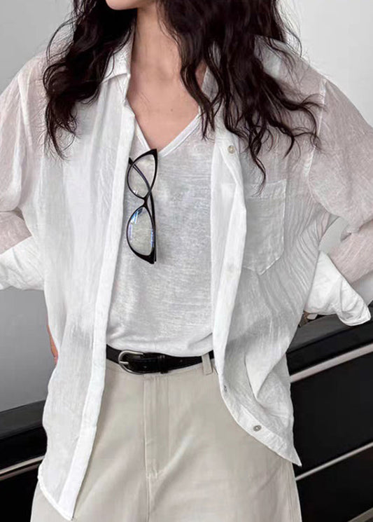 White Patchwork Peter Pan Collar Lantern Sleeve
