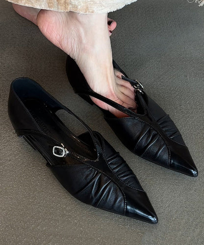 White Sheepskin Boutique Splicing Flat Shoes Pointed Toe